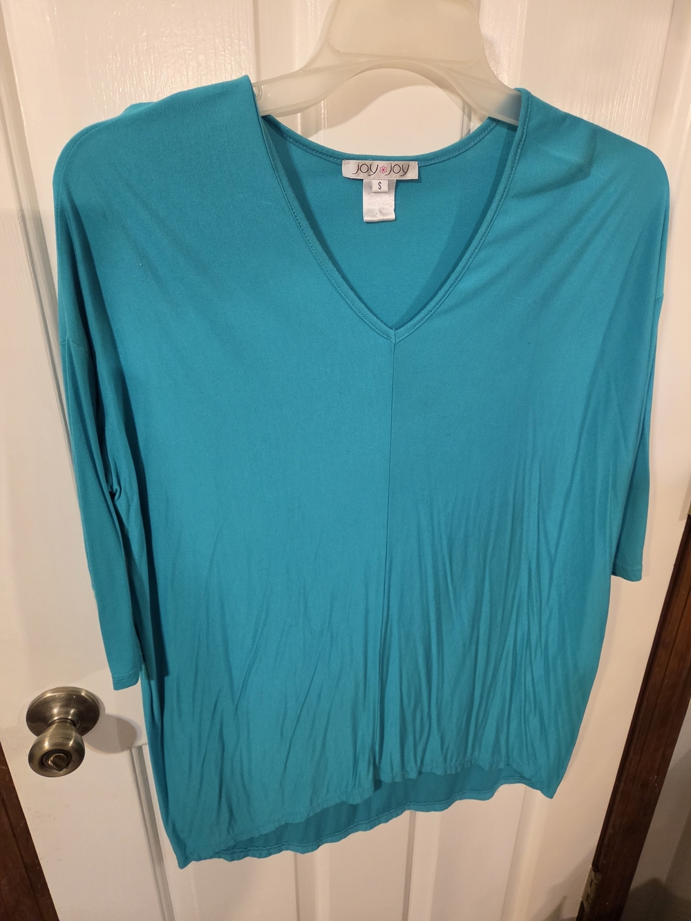 Joy Joy Teal V-Neck Women's Top